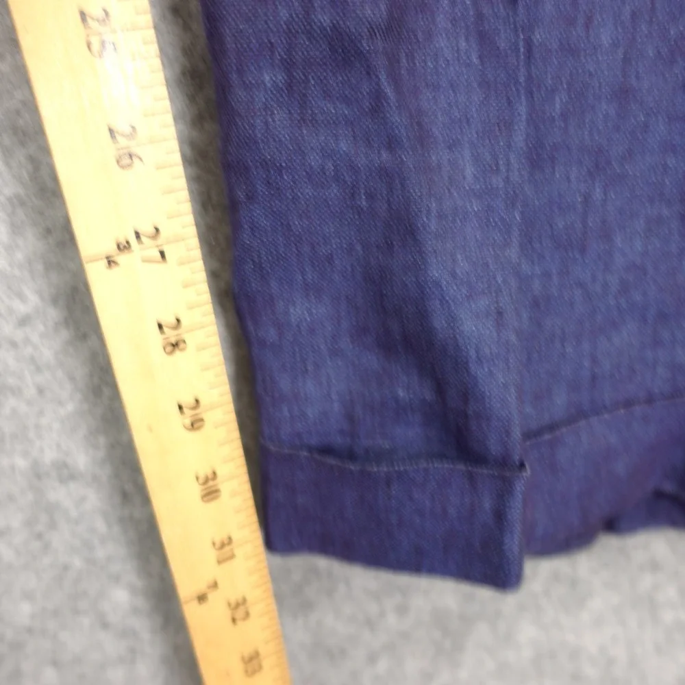 Italian European Linen Pants Mens XXL Blue Cuffed Trousers Summer PEPITOS 39x31